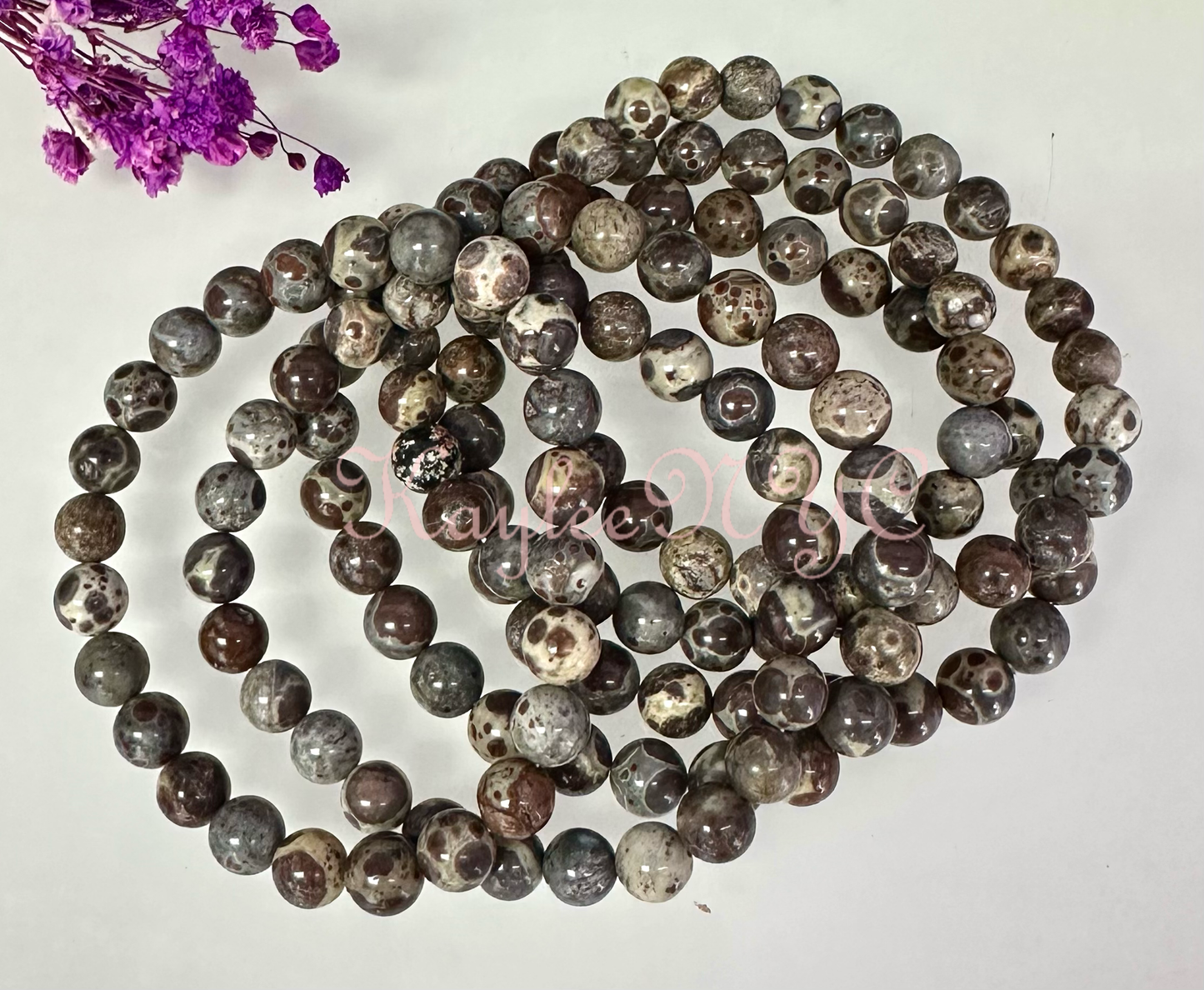Natural Asteroid Jasper 8mm Crystal Healing Stretch Bracelet