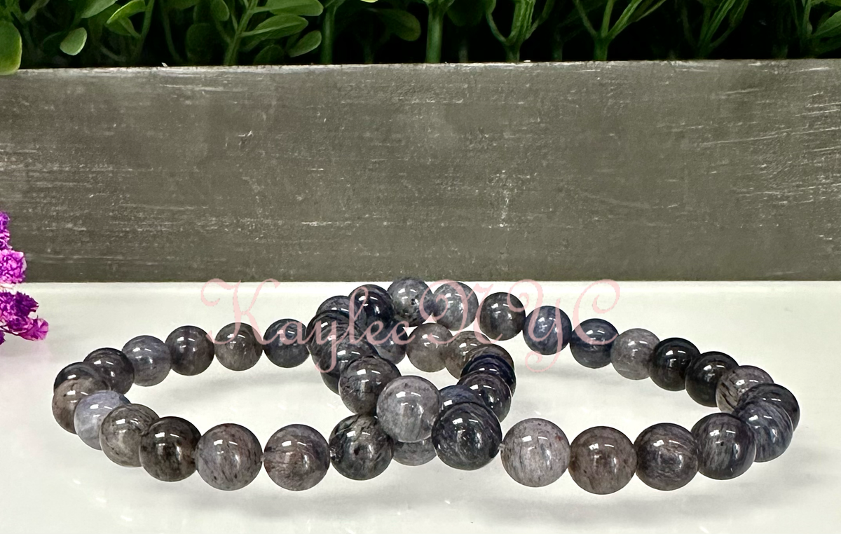 Natural Blue Rutilated Quartz 8mm Crystal Stretch Bracelet
