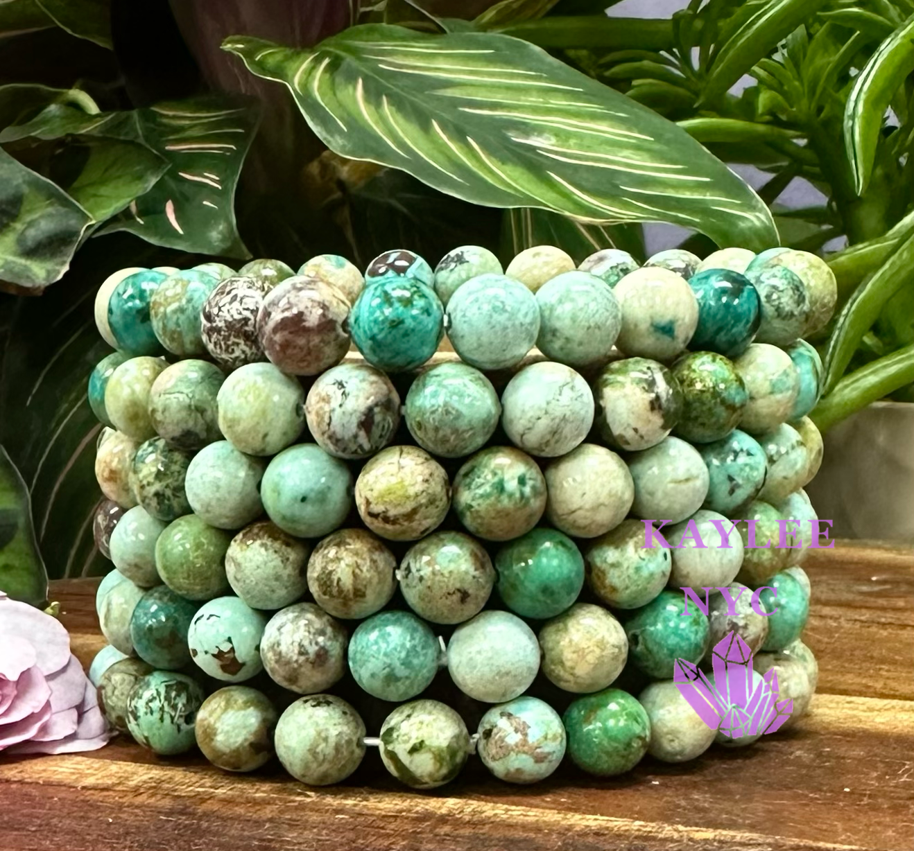 8mm Natural Turquoise Crystal Healing Stretch Bracelet 7.5"