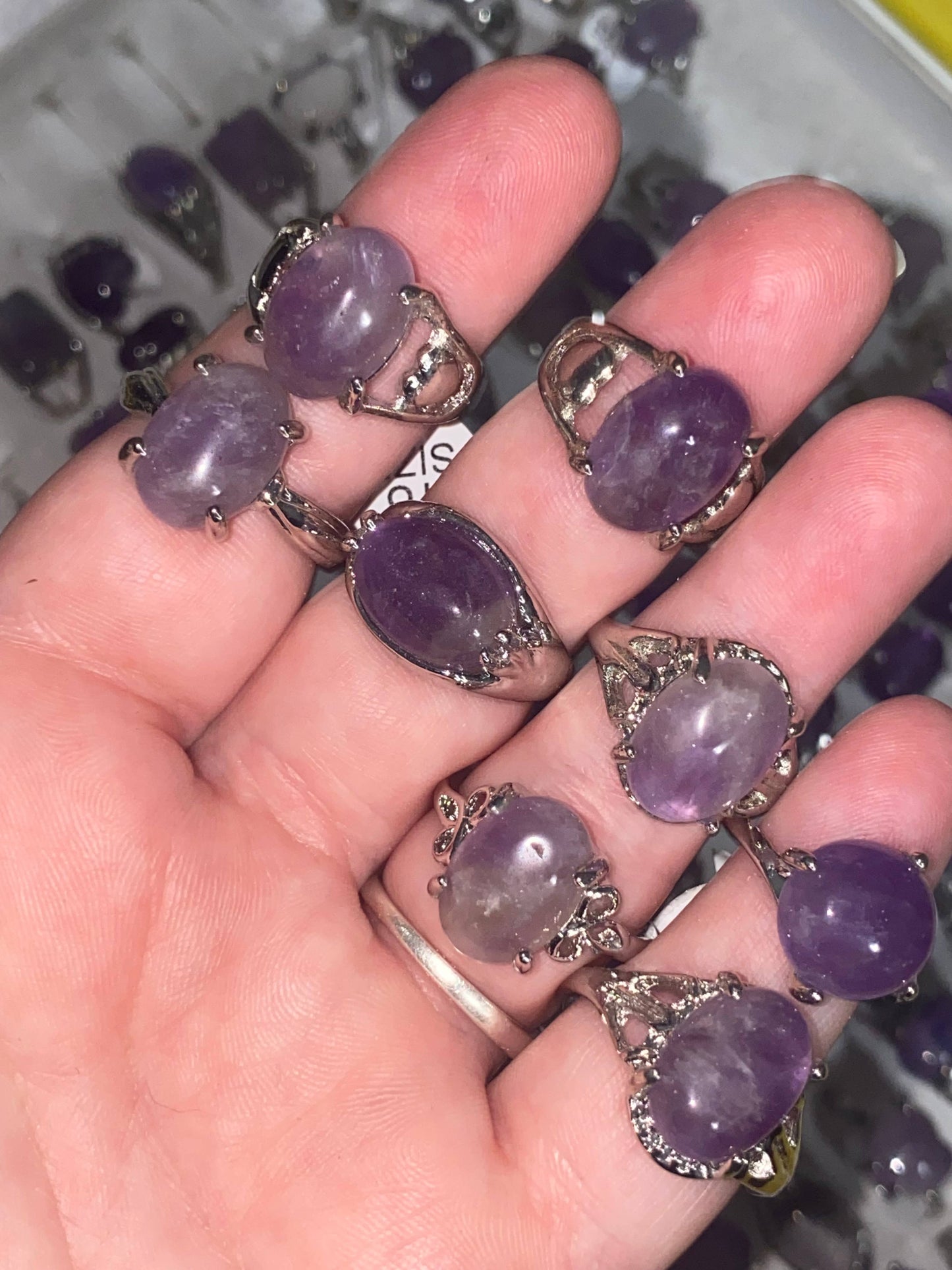 Bulk Crystal Rings Rings Bulk Set Crystal Rings Fitted: Mix
