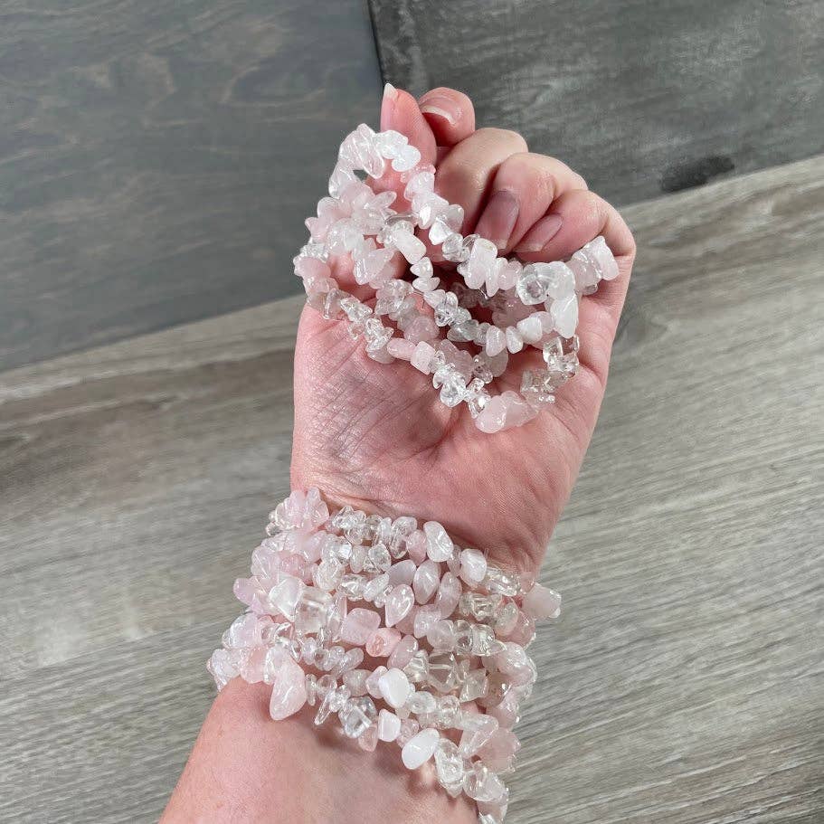Multi-Stone Gemstone Chip Bracelets –  Wholesale Crystals: Rose Quartz Amethyst