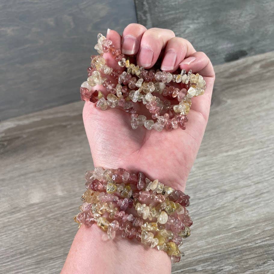 Multi-Stone Gemstone Chip Bracelets –  Wholesale Crystals: Amethyst Lapis Lazuli Aquamarine Aventurine Carnelian Citrine Garnet (treated)