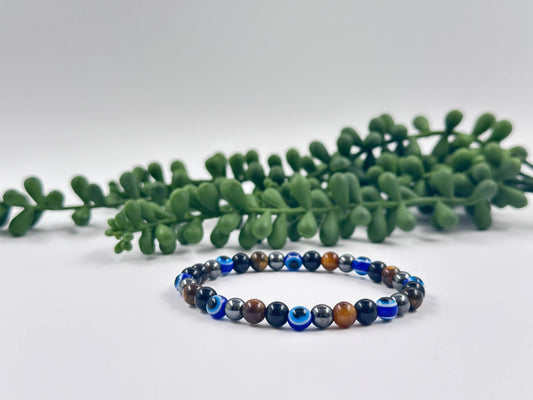 QUADRUPLE PROTECTION Evil Eye 6MM Stretchable Bracelet
