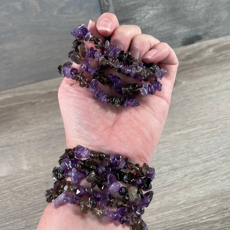 Multi-Stone Gemstone Chip Bracelets –  Wholesale Crystals: Rose Quartz Amethyst