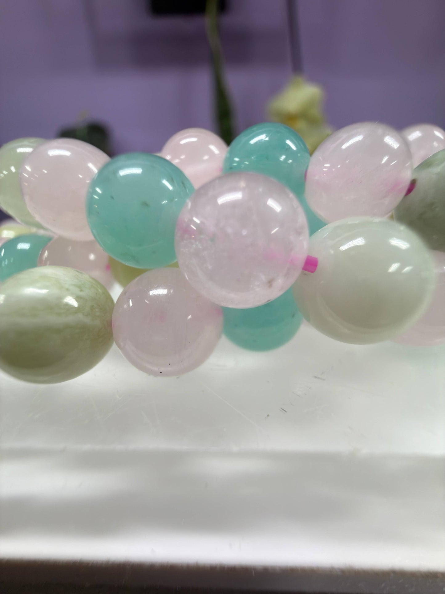 8mm Peace and Love Natural Crystal Healing Stretch Bracelet