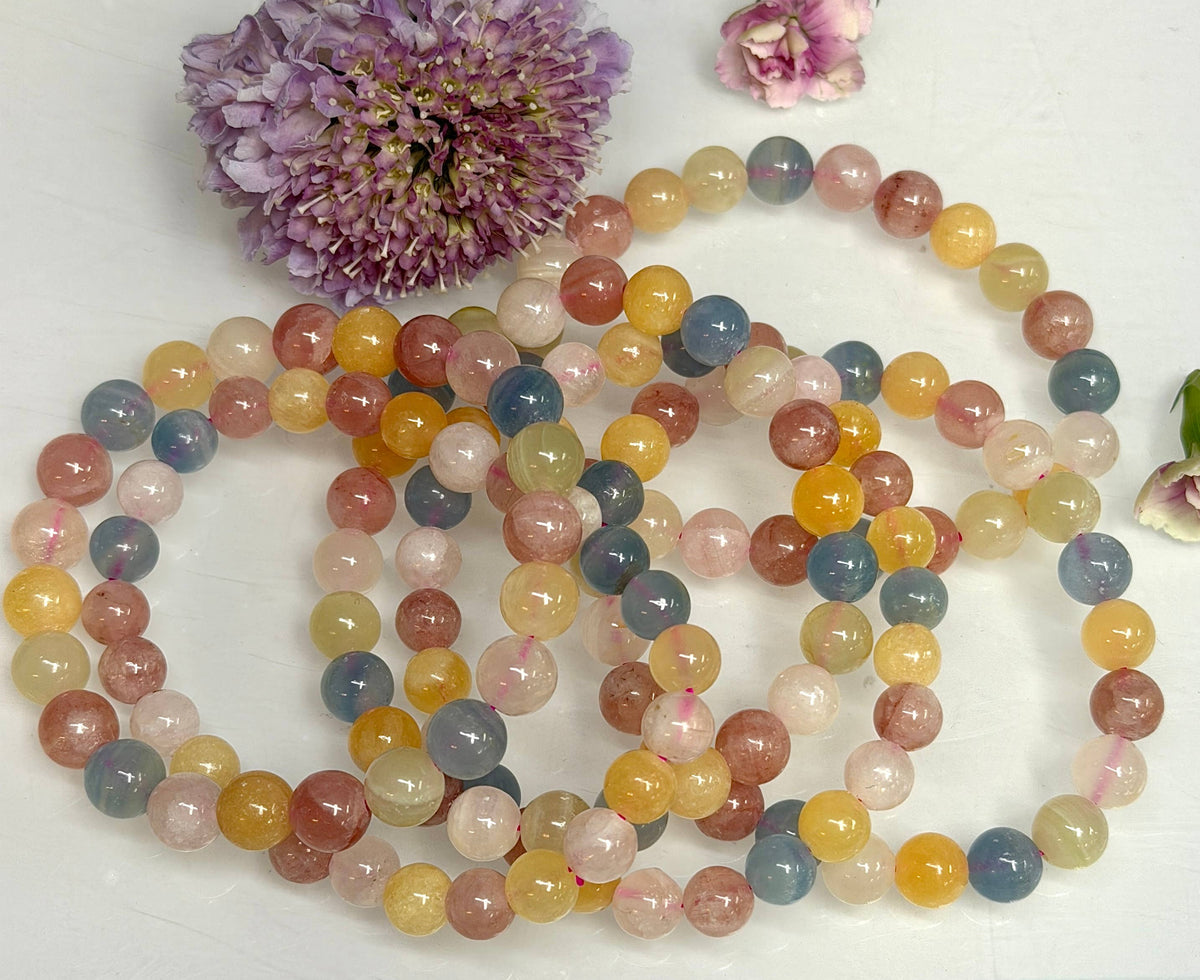 8mm Mixed Natural Calcite Crystal Healing Stretch Bracelet