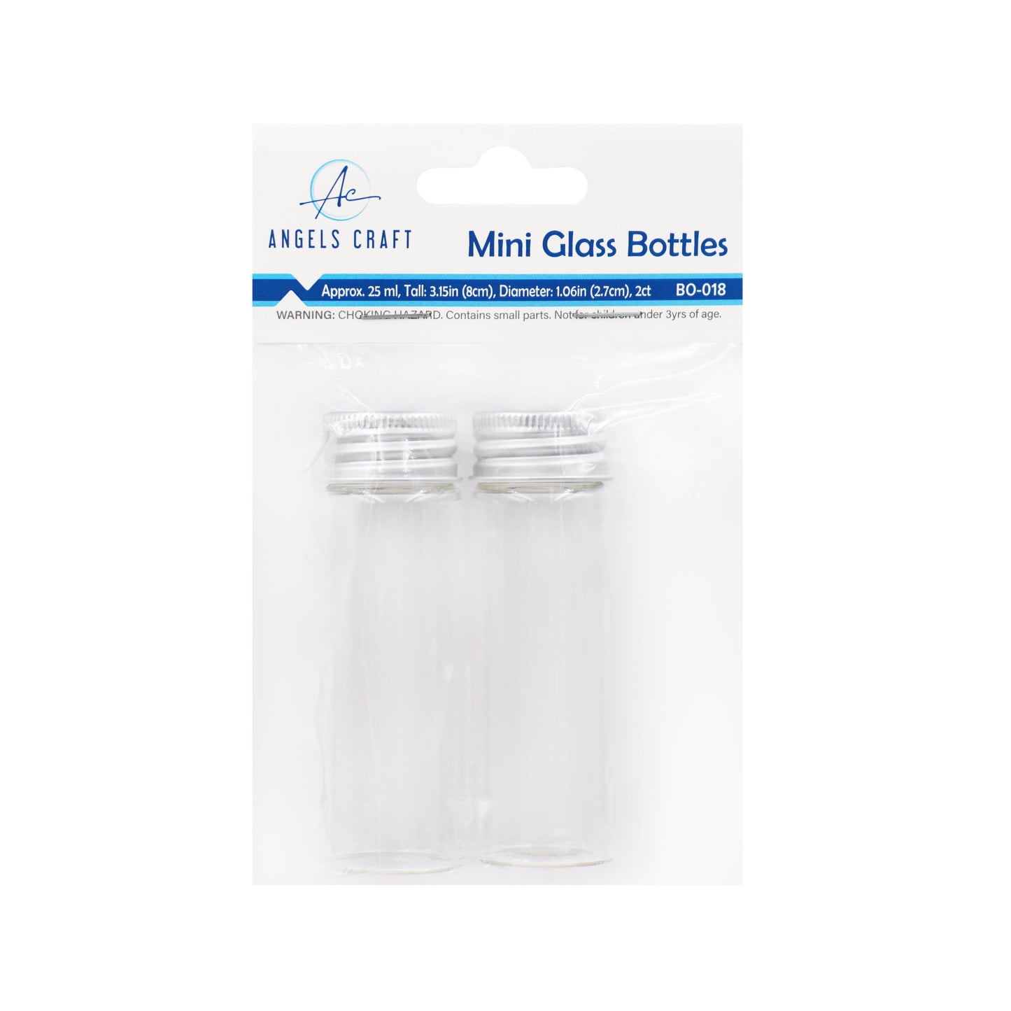 Small Glass Bottle w/ Screw Cap: BO-016 2cm x 4.5cm (4-ct)