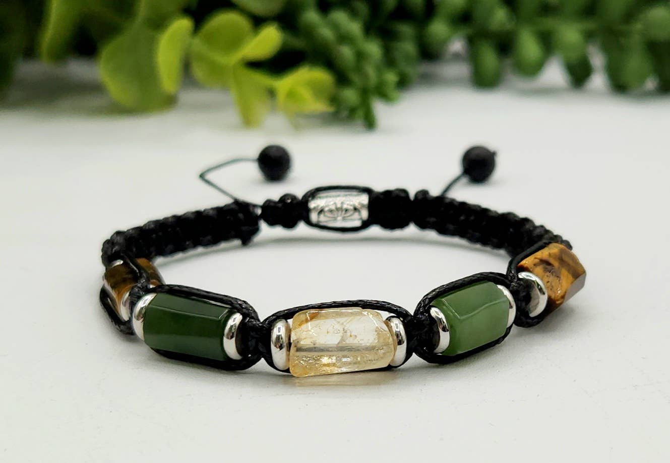 ABUNDANCE-Unisex/Men's Adjustable Gemstone Bracelet 8"-9.5"L: OPTION #1: Bracelets Only