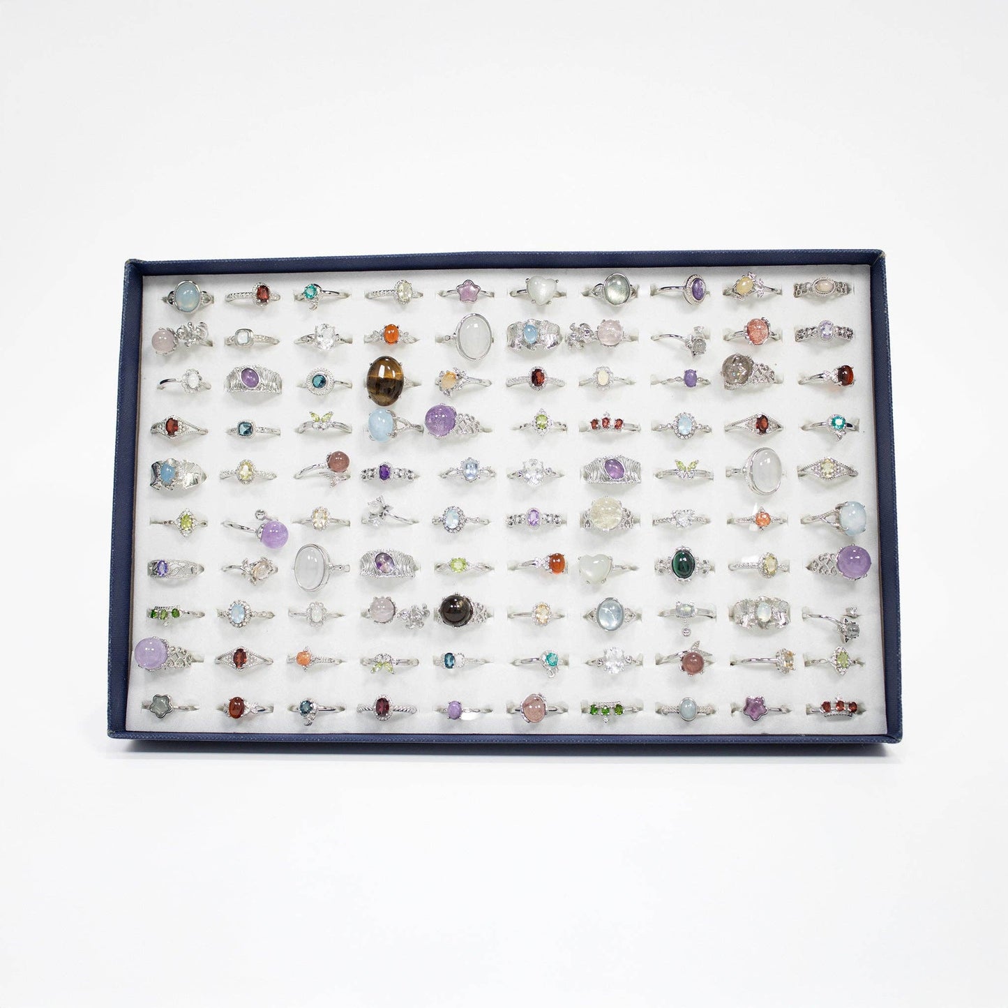 Gemstone Rings Assortment – 100 or 50 Mixed Stone Rings: Assorted Lg 50