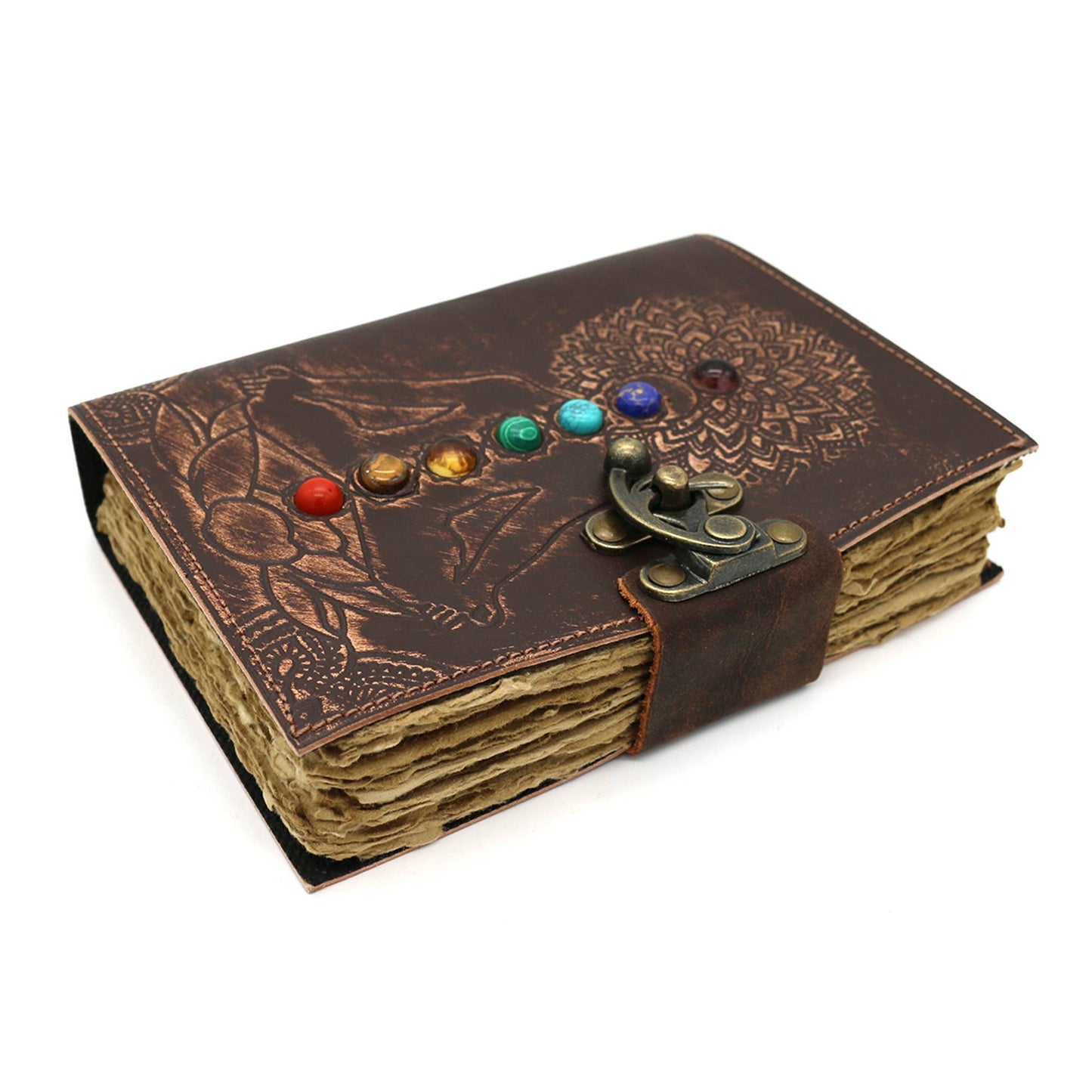Blank Leather Journal - Embossed 7 Chakras (5 x 7 in.)
