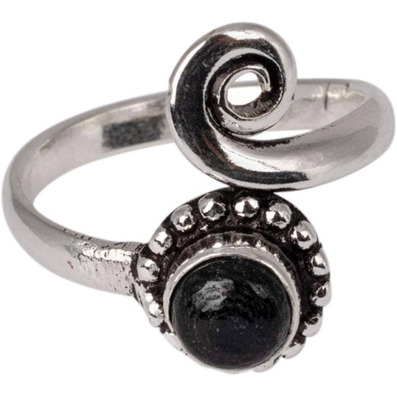 ASSORTED ADJUSTABLE BRASS SCROLL RINGS: Tiger Eye