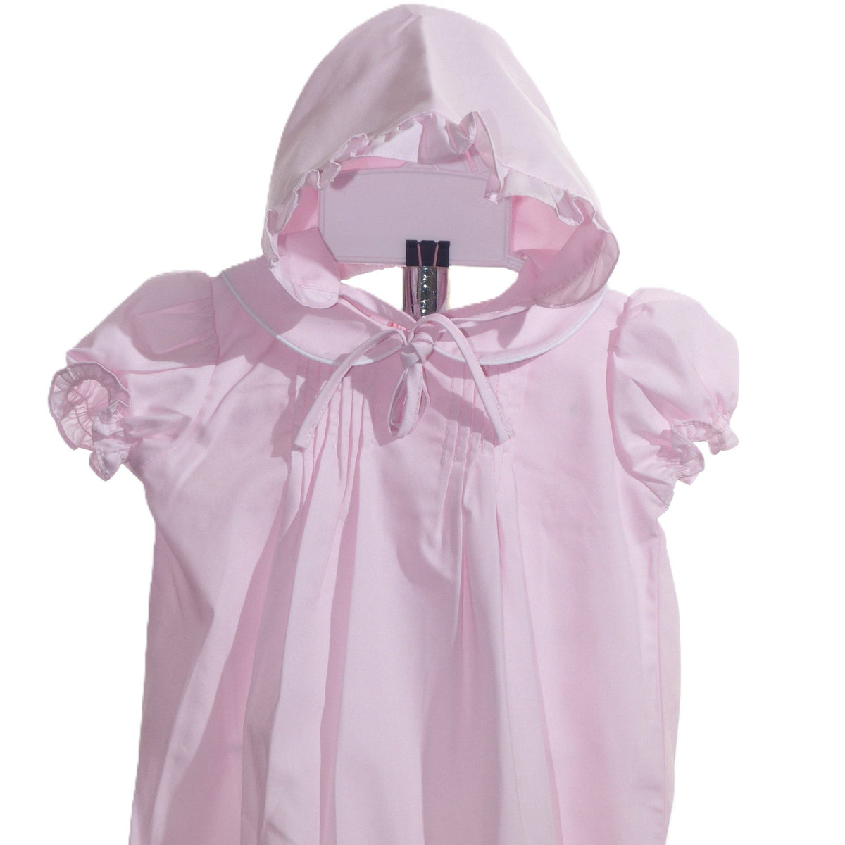 Pink Heirloom Pleated with Peter Pan Collar and Beautiful Bonnet: 3 months