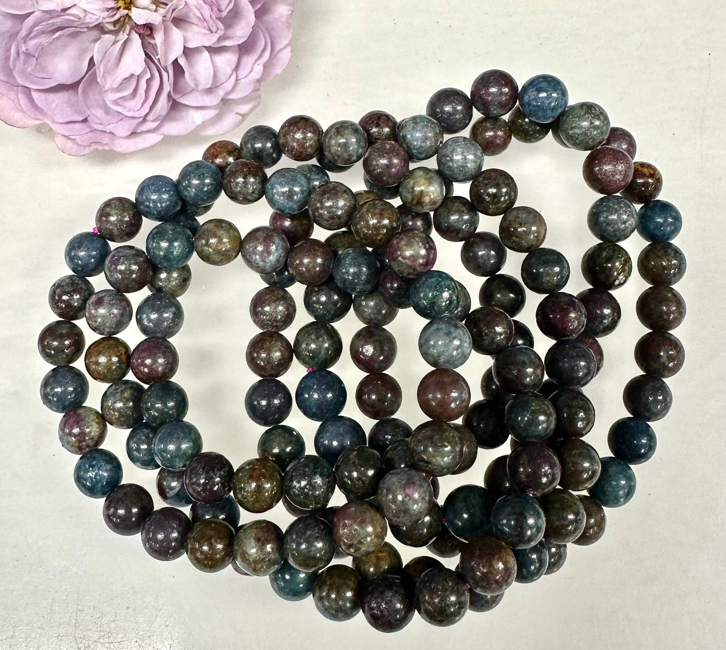 8mm Natural Ruby Kyanite Crystal Healing Stretch Bracelet 
