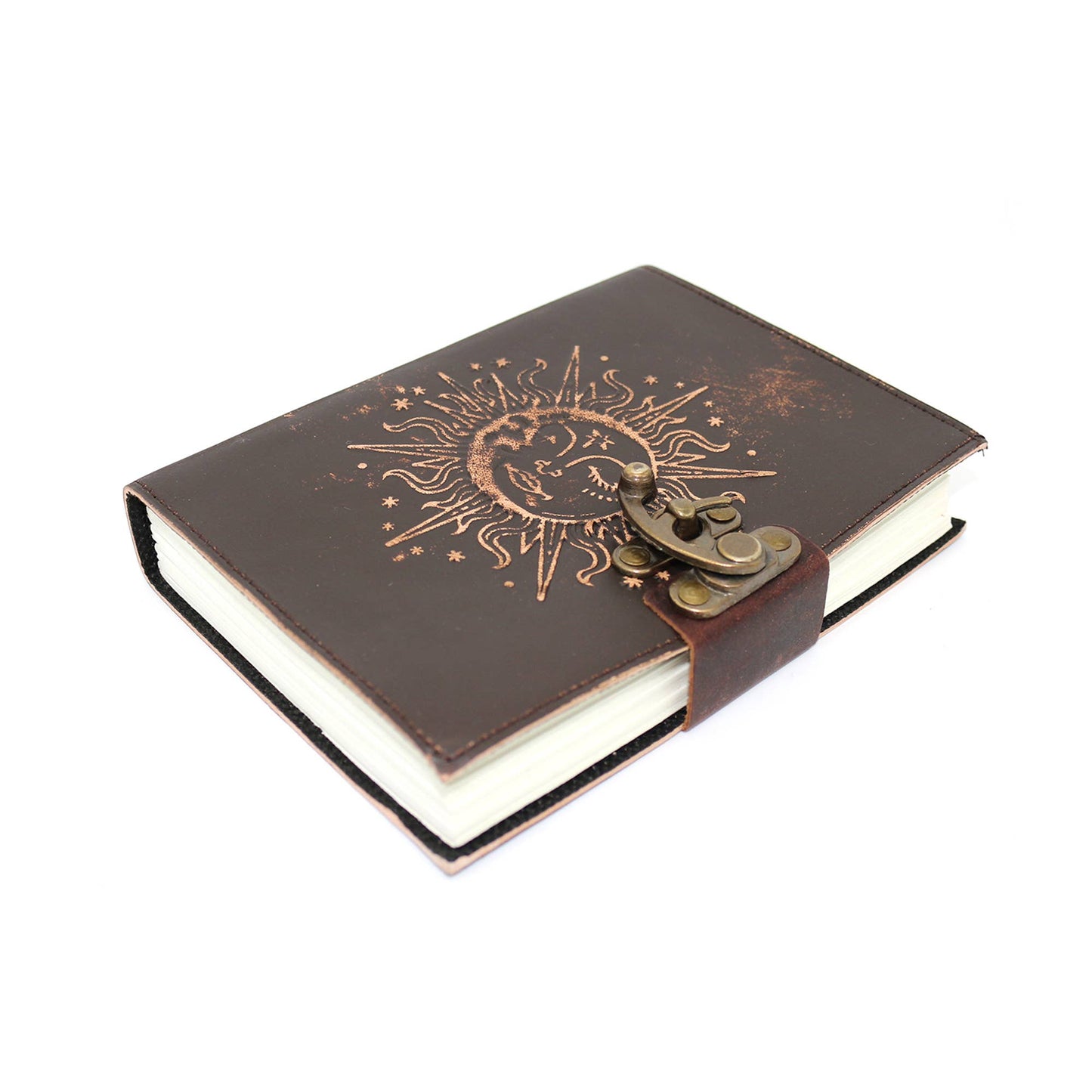 Blank Leather Journal - Embossed Sun & Moon (5 x 7 in.)