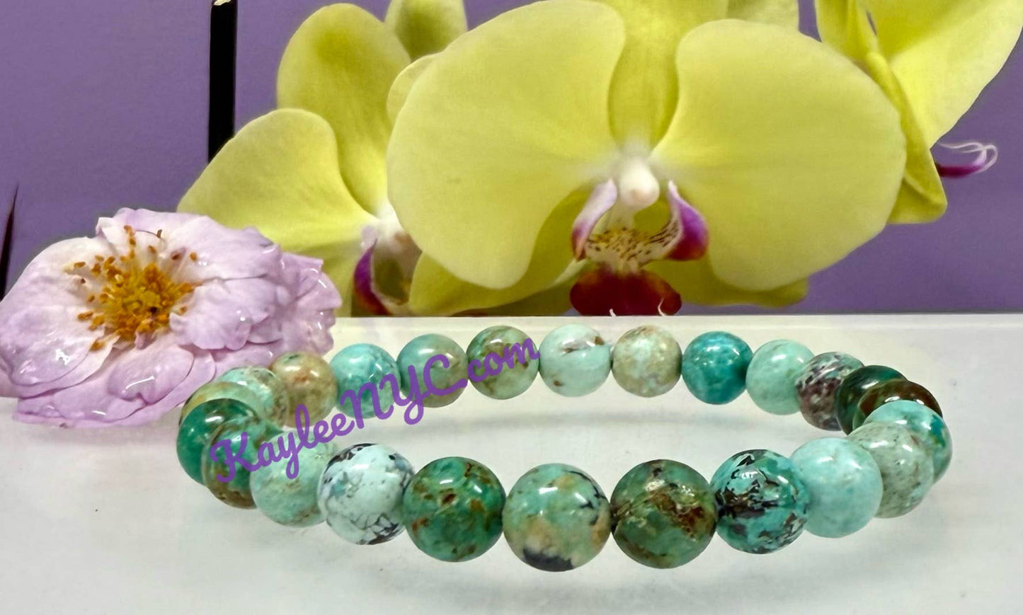 8mm Natural Turquoise Crystal Healing Stretch Bracelet 7.5"