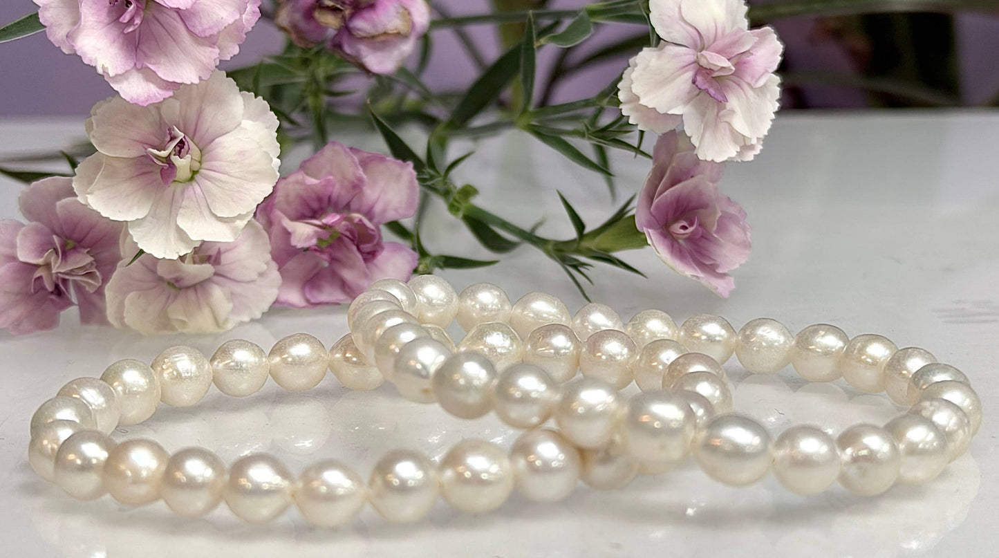 Natural Freshwater Pearl Stretch bracelets 7mm 7.5”