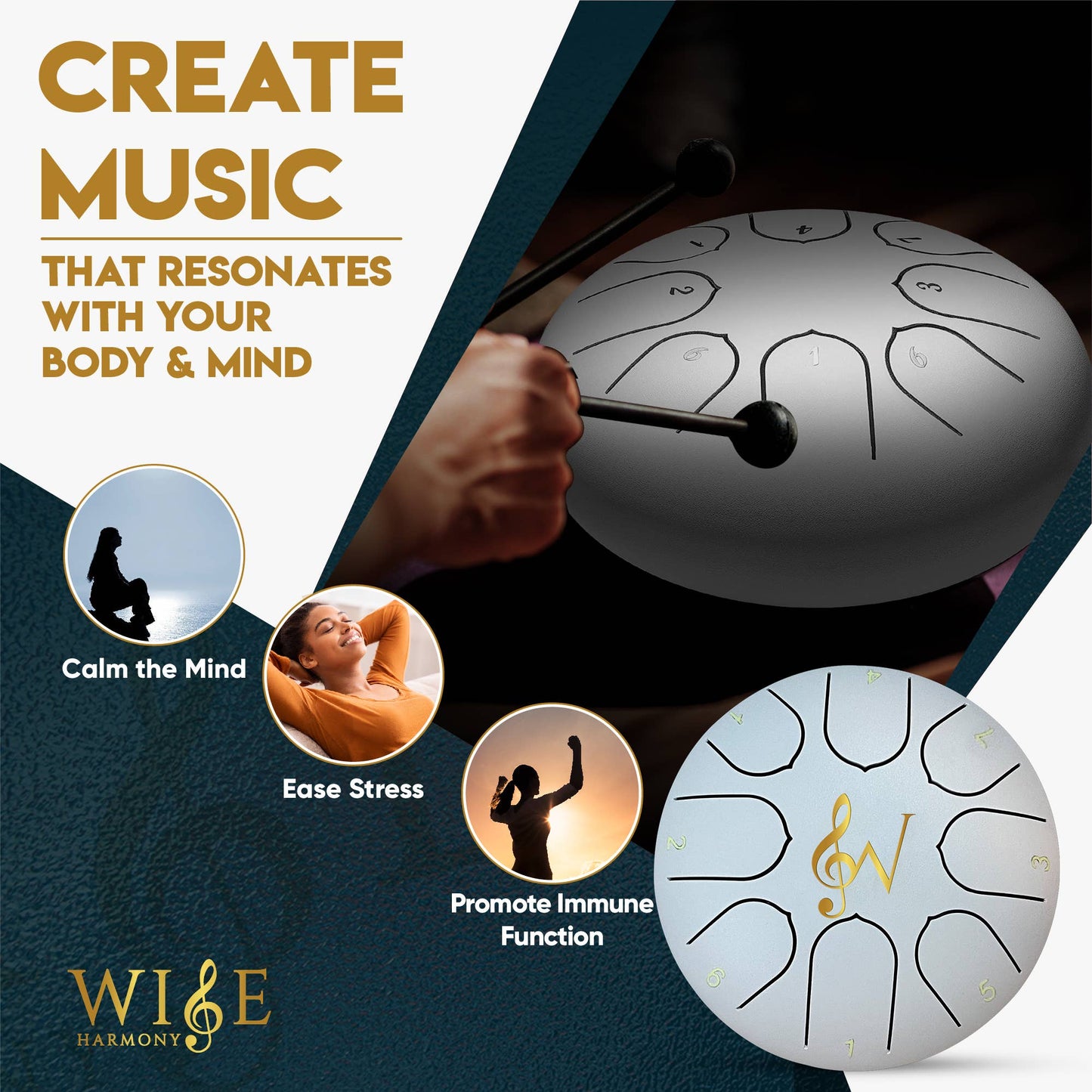 6-Inch 8-Notes Steel Tongue Drum Meditation Rain Drum - White