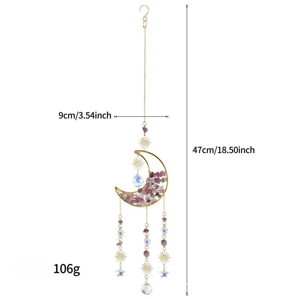 Colorful Stone Moon Crystal Home Hangings DP25A922: Light Purple