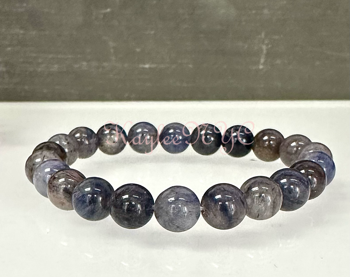 Natural Blue Rutilated Quartz 8mm Crystal Stretch Bracelet