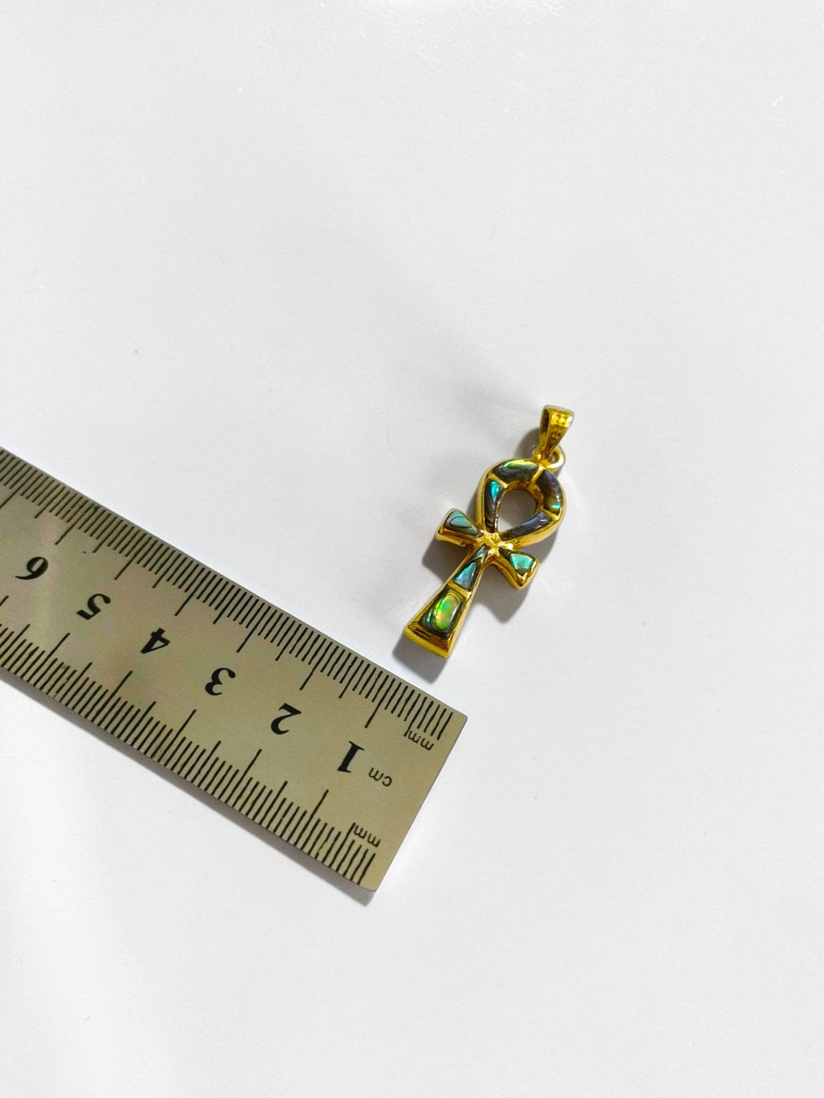Gold Key of Life Pendant, Egyptian Abalone Ankh Necklace: Pendant Only