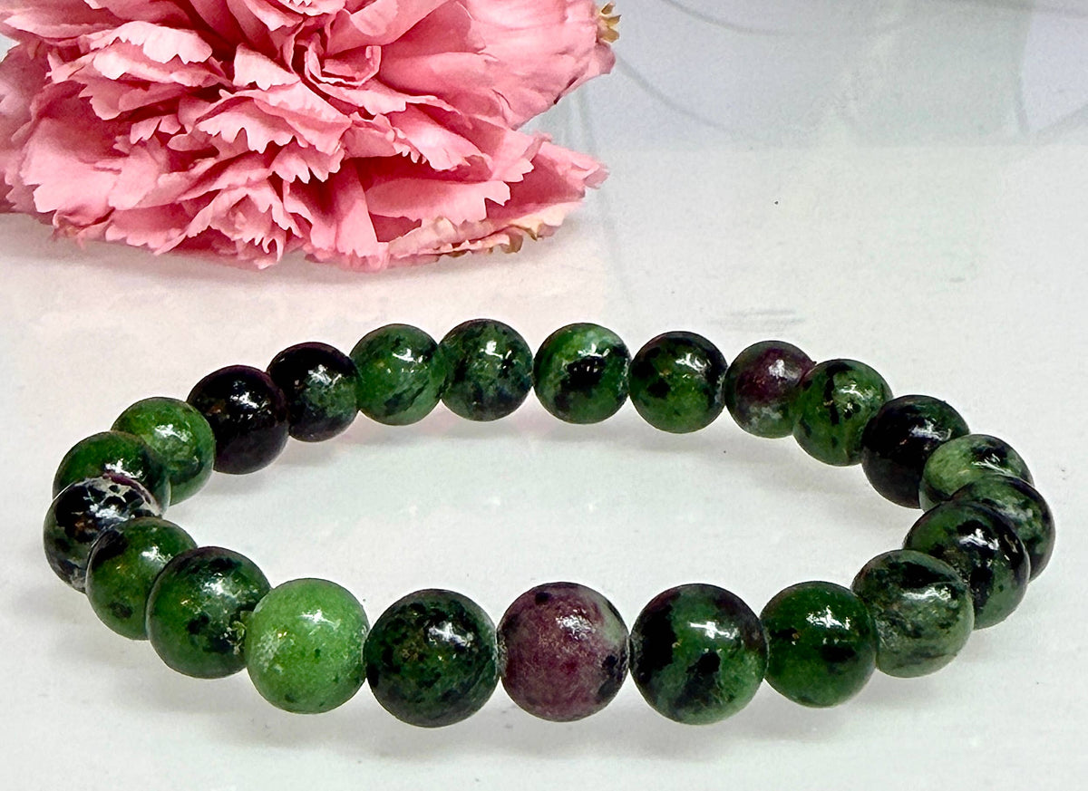 Natural Ruby Zoisite 8mm Crystal Healing Stretch Bracelet