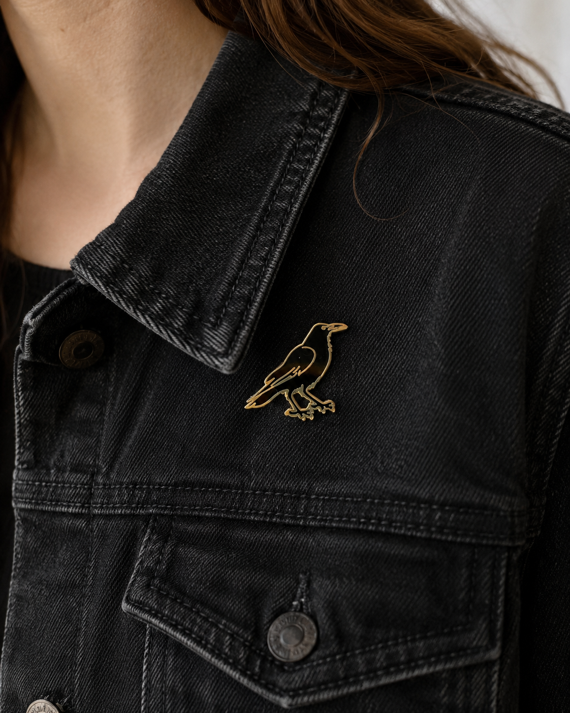 Gilded Raven Watch Pin