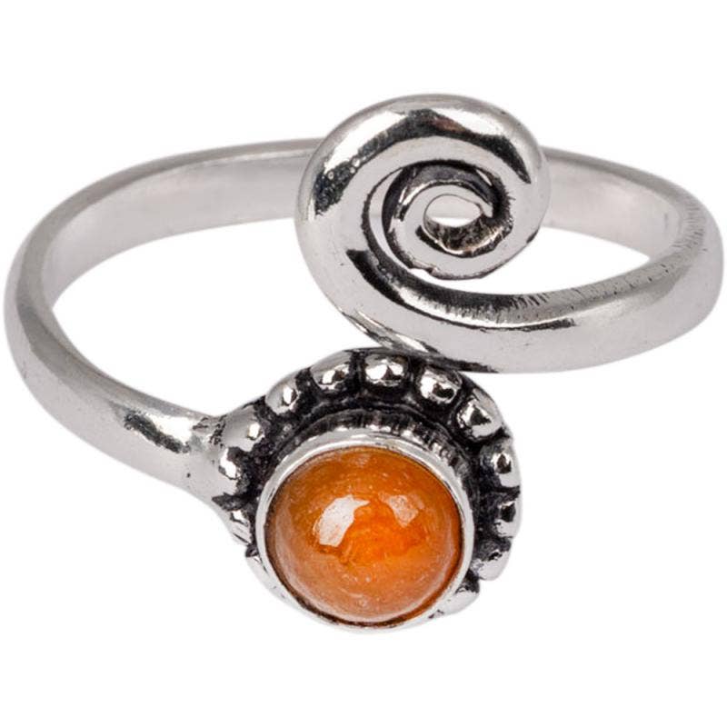 ASSORTED ADJUSTABLE BRASS SCROLL RINGS: Tiger Eye
