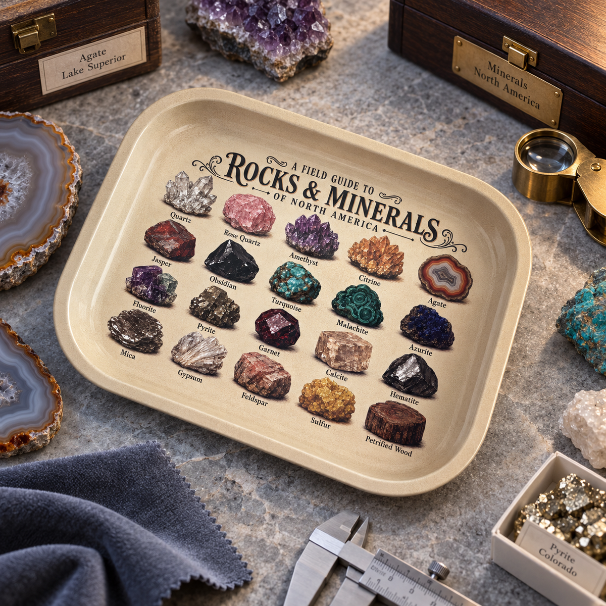 Earth Treasury Rocks and Minerals Metal Tray