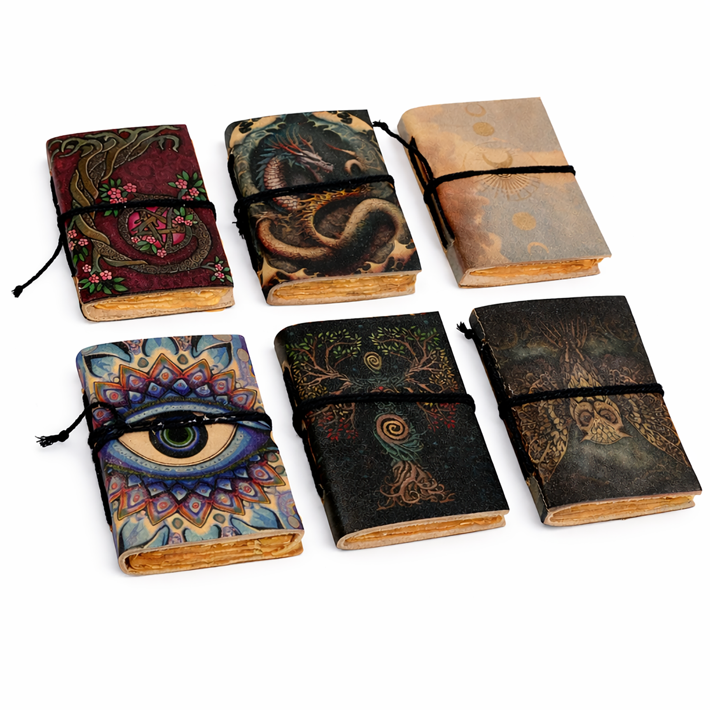 Leather Journal, Printed String-Tie (3 x 4 in.)