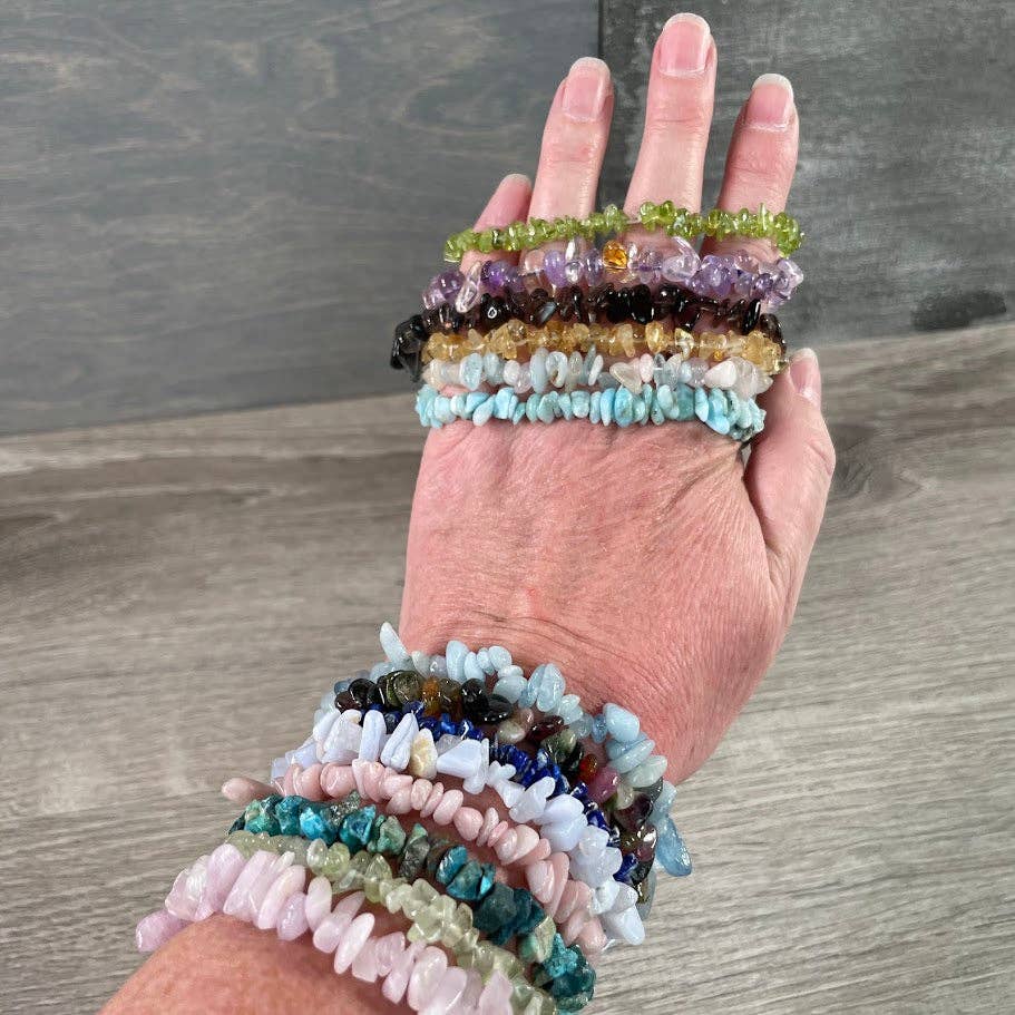 Gemstone Chip Bracelets – Premium Stones Crystal Jewelry: Amethyst