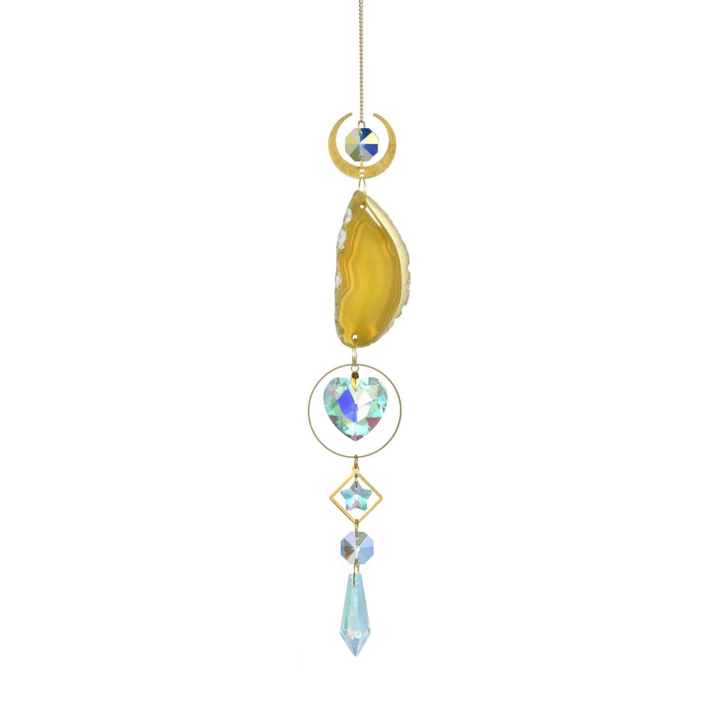 Colorful Agate Sun Moon Crystal Suncatcher DP25D687: Green