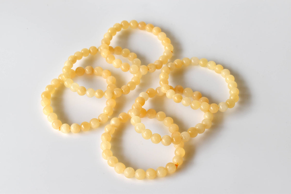 Healing Bracelet | Honey Calcite | Beaded Gemstone Bracelet: 8mm