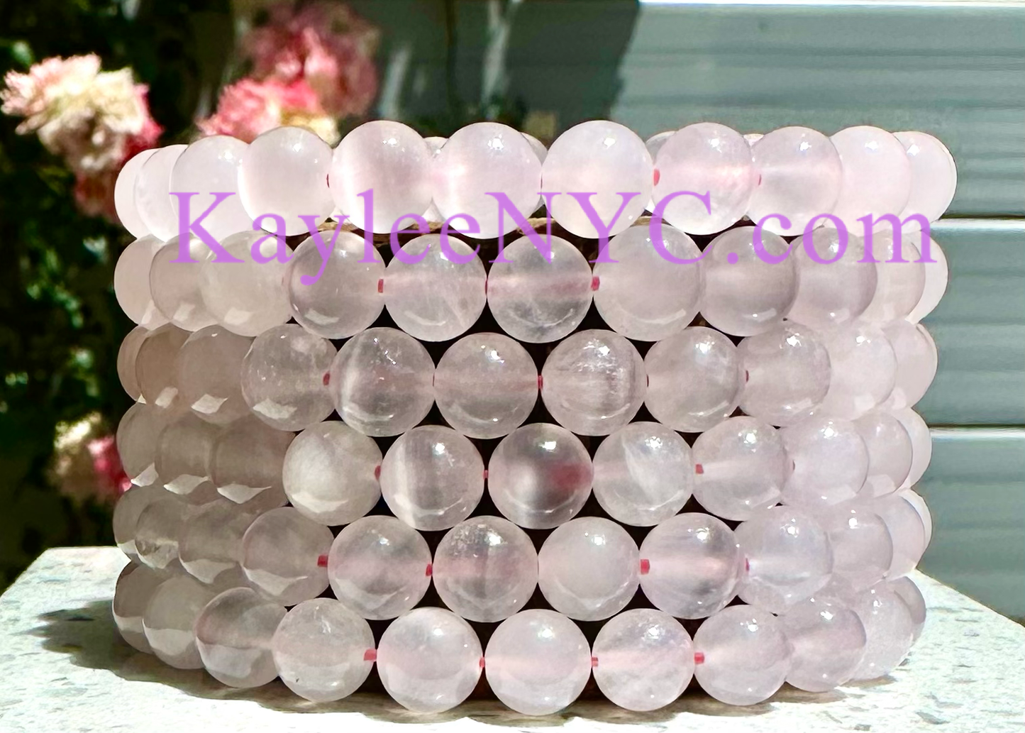 8mm Natural Mangano Calcite Crystal Healing Stretch Bracelet