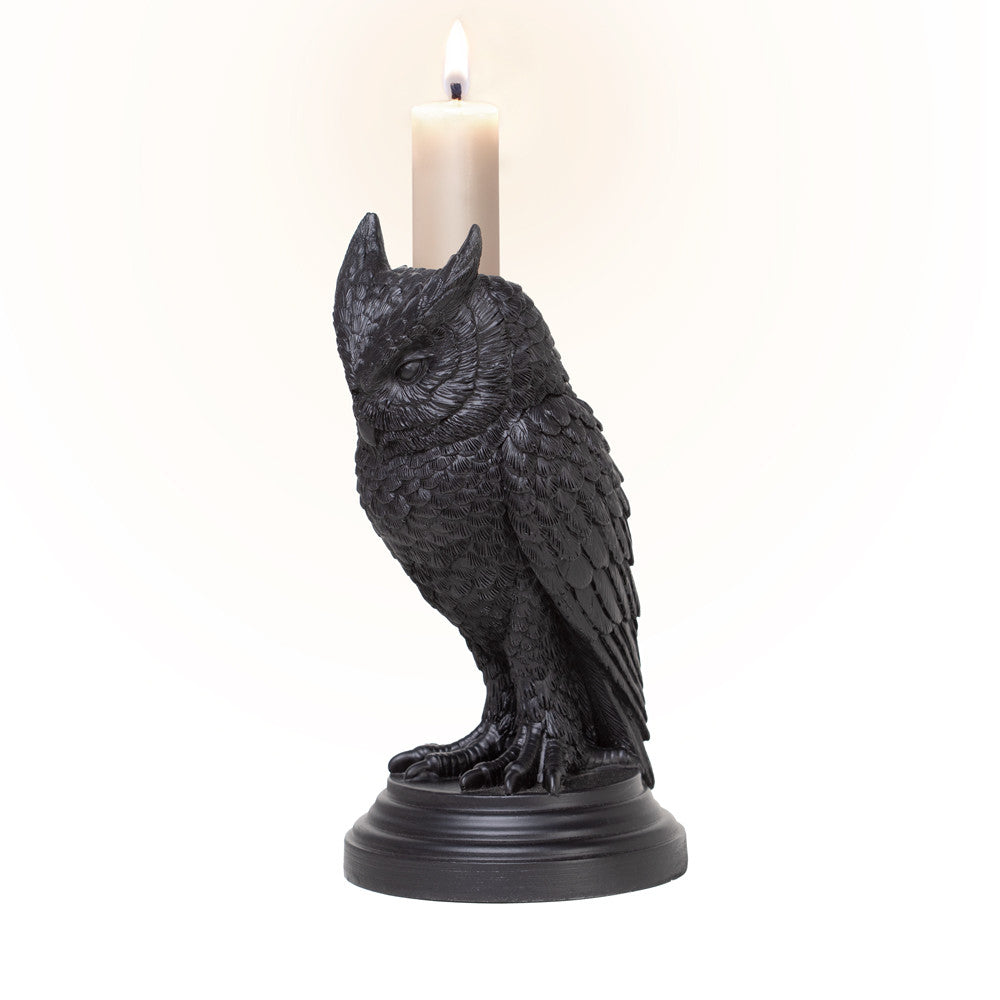 Black Owl Candle Holder