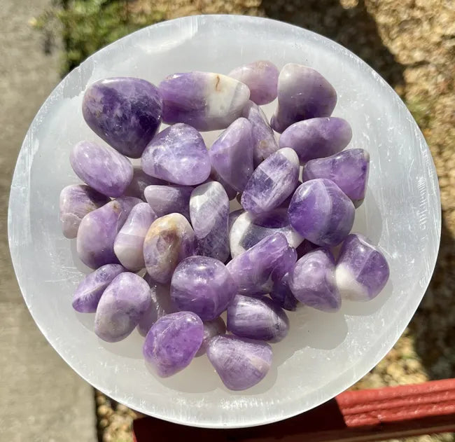 Chevron Amethyst Tumbled Stones